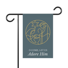 Load image into Gallery viewer, O Come Let Us Adore Him -Smoky Blue Minimalist Garden Flag