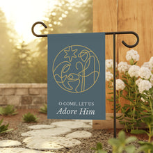 Load image into Gallery viewer, O Come Let Us Adore Him -Smoky Blue Minimalist Garden Flag