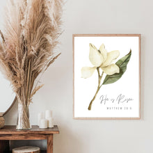 Load image into Gallery viewer, He is Risen - Floral Magnolia Print:  Printable Christian Wall Art