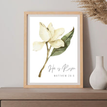 Load image into Gallery viewer, He is Risen - Floral Magnolia Print:  Printable Christian Wall Art