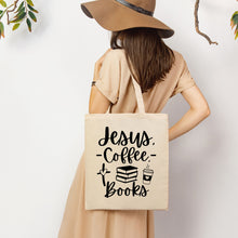 Load image into Gallery viewer, Jesus, Coffee, Books - Tote Bag