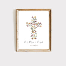 Load image into Gallery viewer, He is Risen As He Said: Floral Cross Printable Wall Art