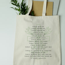 Load image into Gallery viewer, St. Patrick Breastplate Prayer Tote Bag