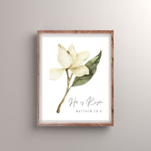 Load image into Gallery viewer, He is Risen - Floral Magnolia Print:  Printable Christian Wall Art