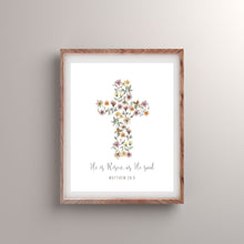 Load image into Gallery viewer, He is Risen As He Said: Floral Cross Printable Wall Art