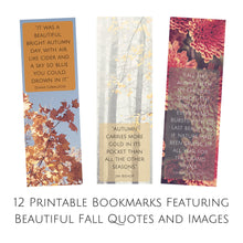 Load image into Gallery viewer, Set of 12 Printable Fall Literary Bookmarks