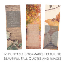 Load image into Gallery viewer, Set of 12 Printable Fall Literary Bookmarks