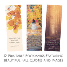 Load image into Gallery viewer, Set of 12 Printable Fall Literary Bookmarks