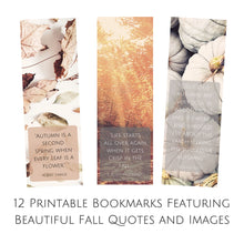 Load image into Gallery viewer, Set of 12 Printable Fall Literary Bookmarks