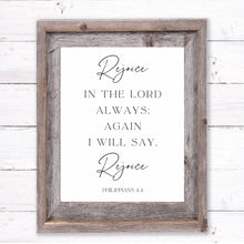 Load image into Gallery viewer, "Rejoice in the Lord Always - Philippians 4:4" Printable Wall Art
