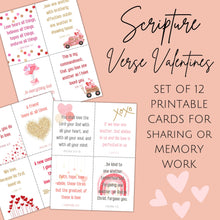 Load image into Gallery viewer, Printable Bible Verse Valentines:  Set of 12 Scripture Cards