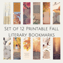 Load image into Gallery viewer, Set of 12 Printable Fall Literary Bookmarks
