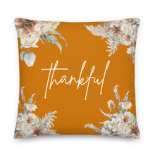 Load image into Gallery viewer, "Thankful" Fall Orange Premium Decorative Pillow | Cushion