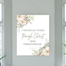 Load image into Gallery viewer, "I Can Do All Things Through Christ Who Strengthens Me" Philippians 4:13 - Canvas Wall Art Print