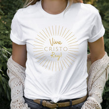 Load image into Gallery viewer, Viva Cristo Rey!: White Crewneck T-Shirt