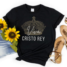 Load image into Gallery viewer, Viva Cristo Rey: Black Crewneck T-Shirt