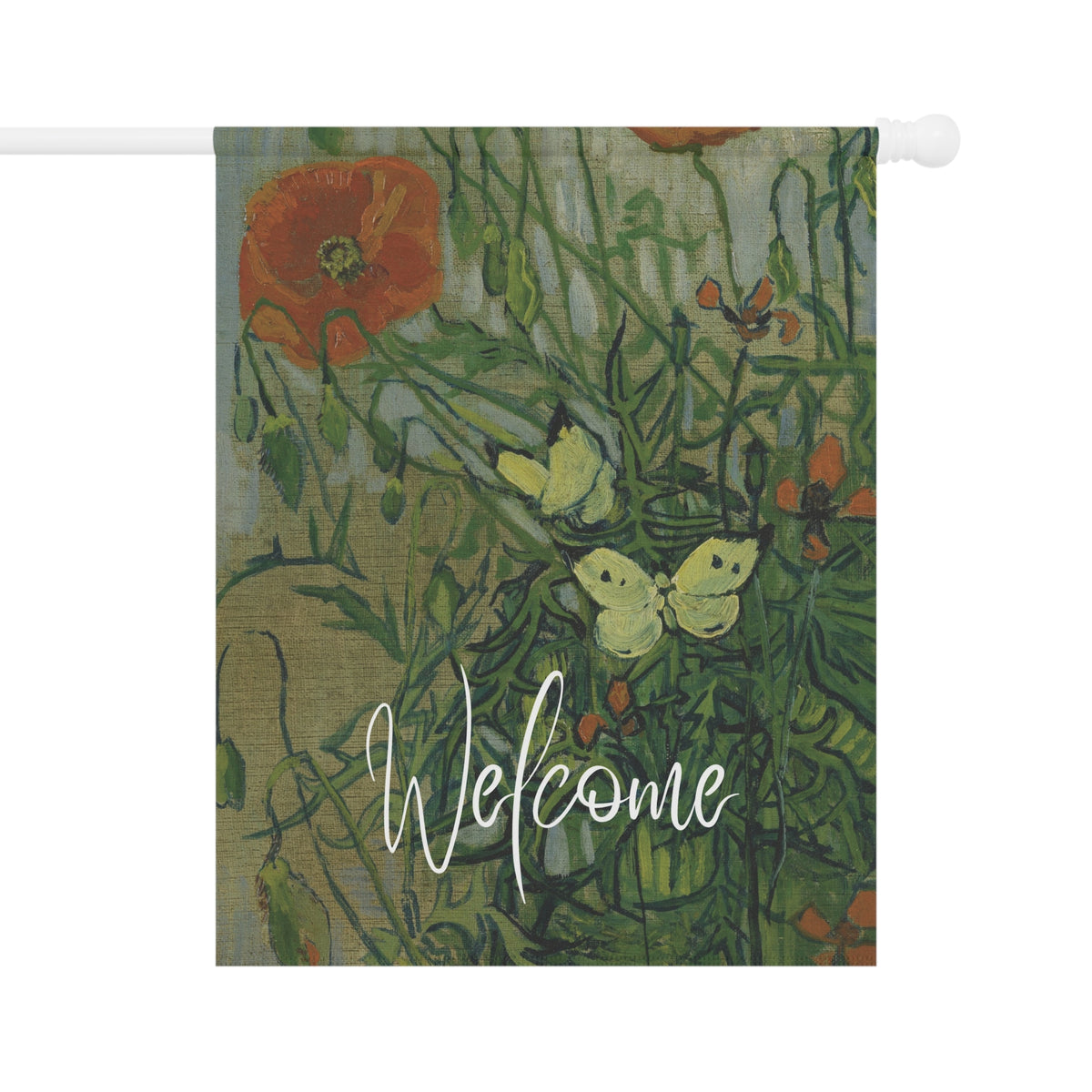 Butterflies and Poppies - Van Gogh - Garden Flag & House Banner