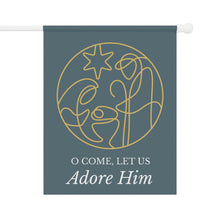 Load image into Gallery viewer, O Come Let Us Adore Him -Smoky Blue Minimalist Garden Flag
