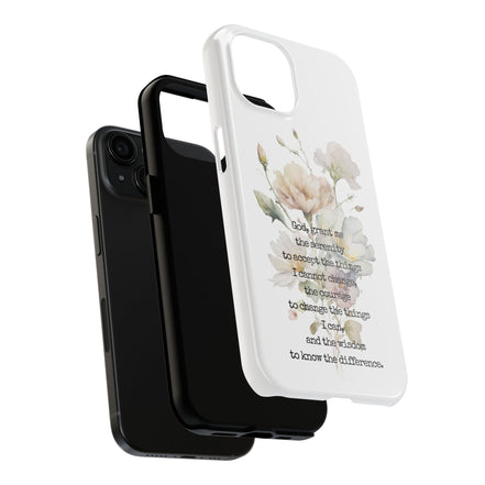 Serenity Prayer Watercolor Floral TOUGH Protective iPhone Case