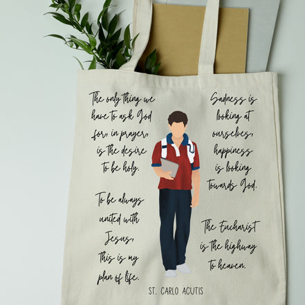 St Carlo Acutis Catholic Tote Bag