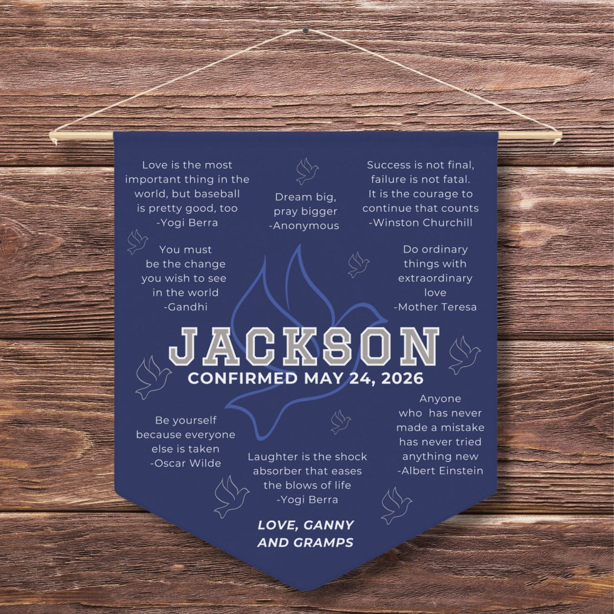 Confirmation Pennant for Boys - Inspirational Quotes