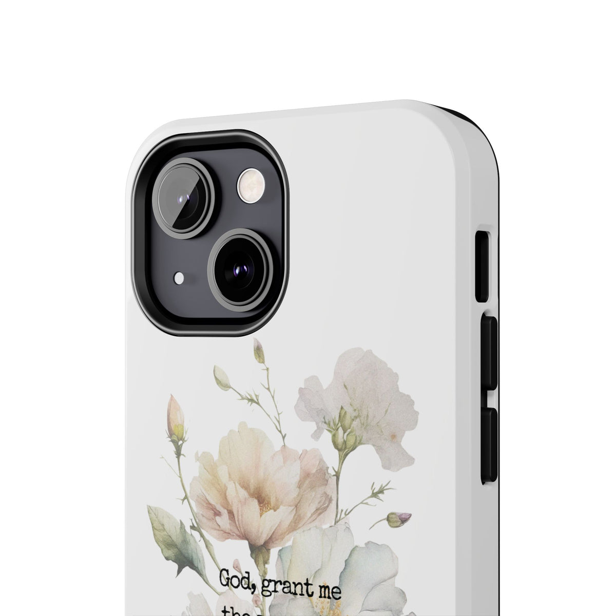 Serenity Prayer Watercolor Floral TOUGH Protective iPhone Case