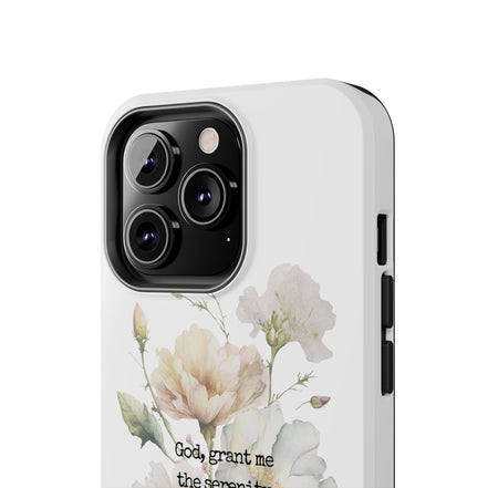 Serenity Prayer Watercolor Floral TOUGH Protective iPhone Case