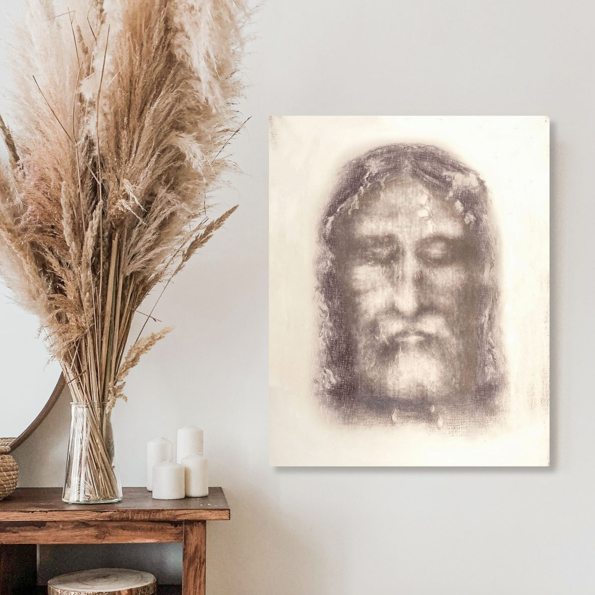 Sacred Face of Jesus from the Shroud of Turin:  Canvas Wall Art Print