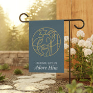 O Come Let Us Adore Him -Smoky Blue Minimalist Garden Flag