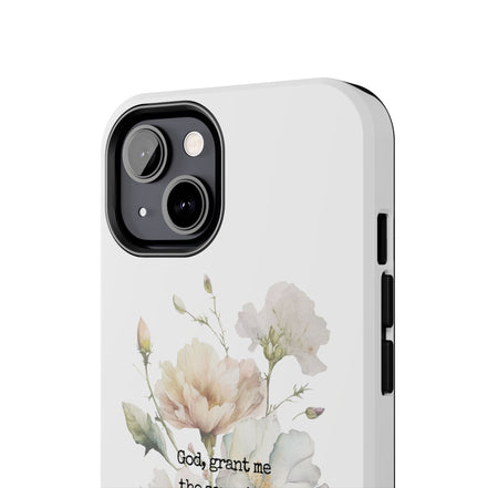 Serenity Prayer Watercolor Floral TOUGH Protective iPhone Case