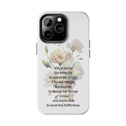 Serenity Prayer Watercolor Floral TOUGH Protective iPhone Case
