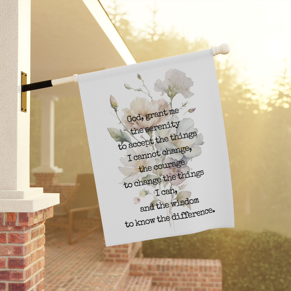 Serenity Prayer Garden Flag - Floral Watercolor