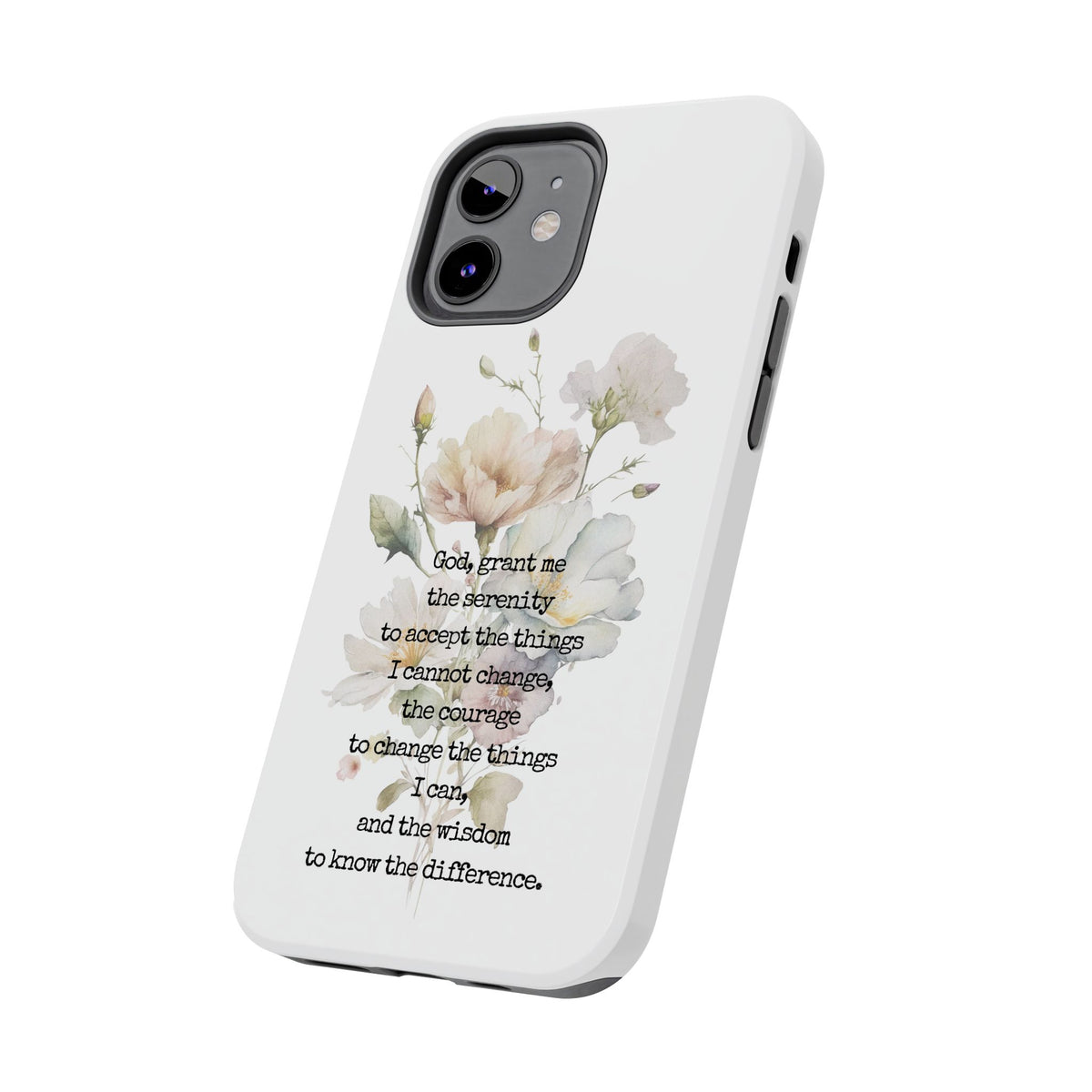 Serenity Prayer Watercolor Floral TOUGH Protective iPhone Case