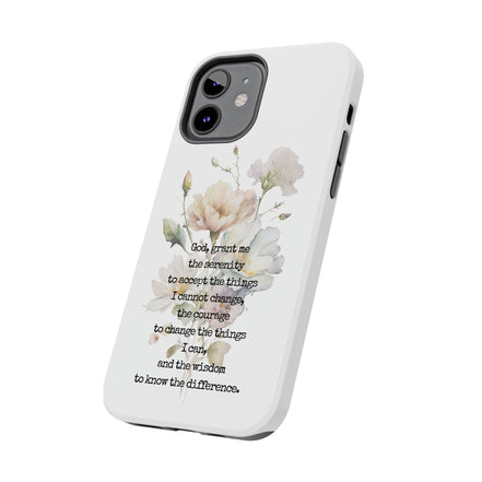 Serenity Prayer Watercolor Floral TOUGH Protective iPhone Case