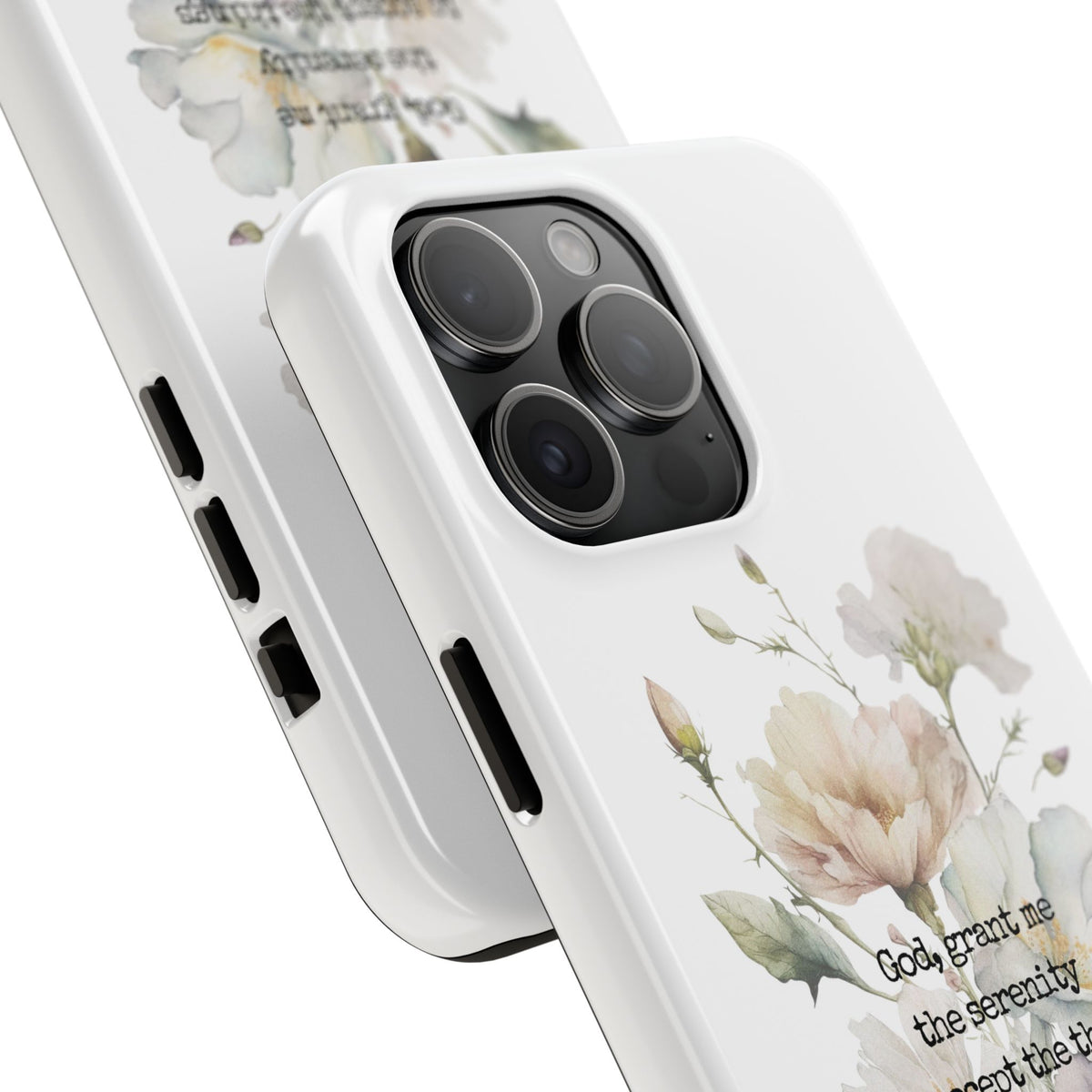Serenity Prayer Watercolor Floral TOUGH Protective iPhone Case