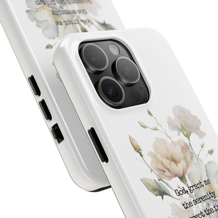 Serenity Prayer Watercolor Floral TOUGH Protective iPhone Case