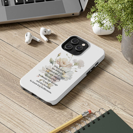Serenity Prayer Watercolor Floral TOUGH Protective iPhone Case