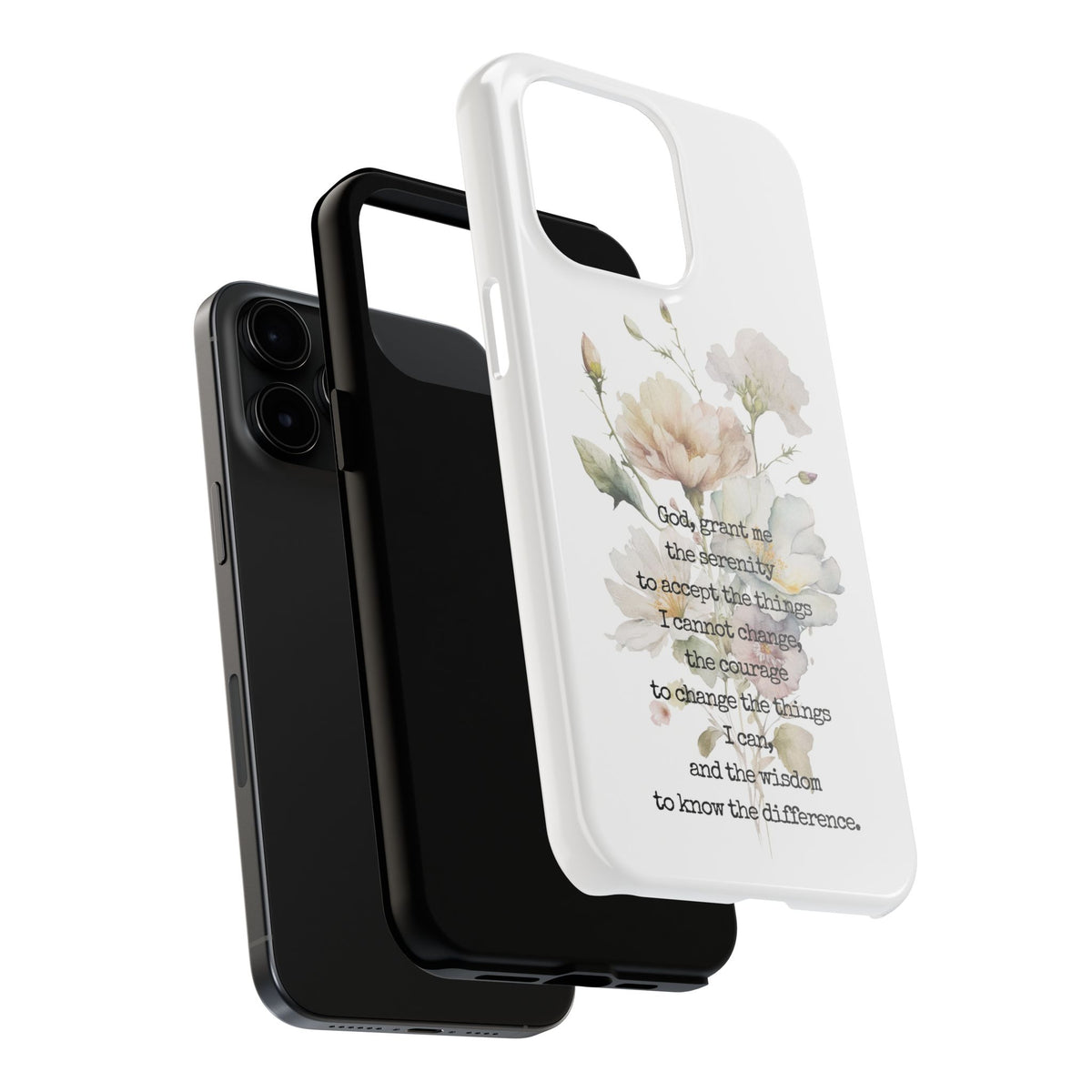 Serenity Prayer Watercolor Floral TOUGH Protective iPhone Case