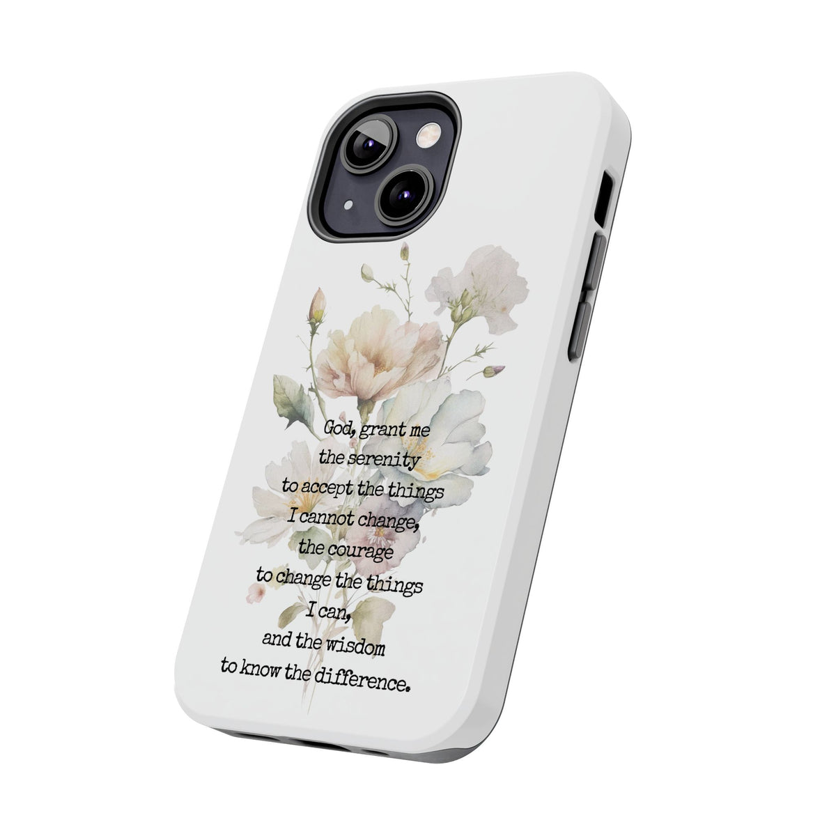 Serenity Prayer Watercolor Floral TOUGH Protective iPhone Case