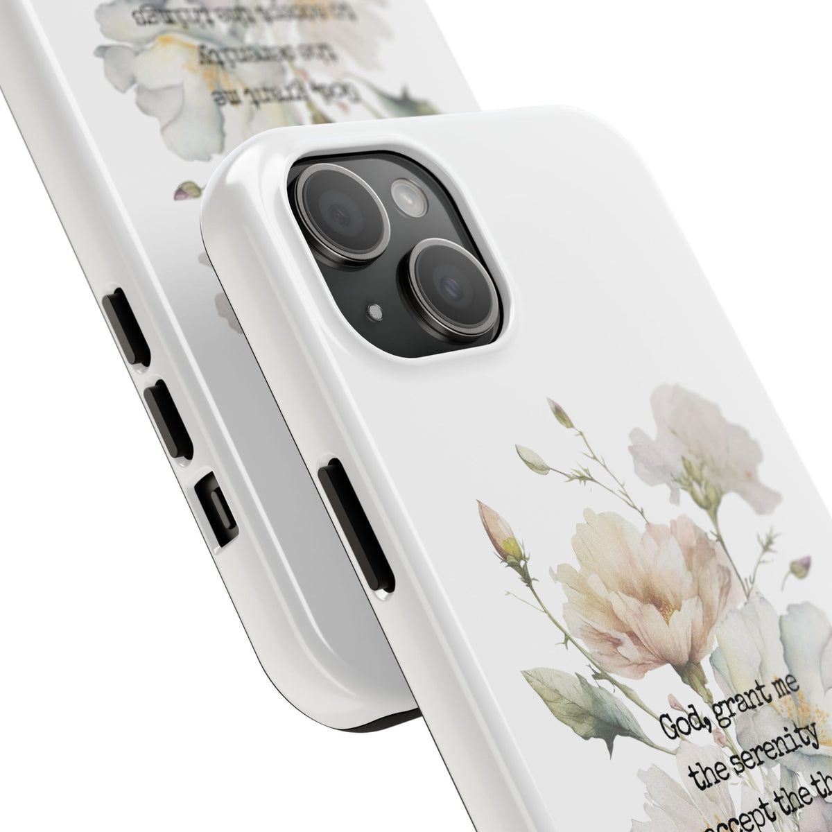 Serenity Prayer Watercolor Floral TOUGH Protective iPhone Case