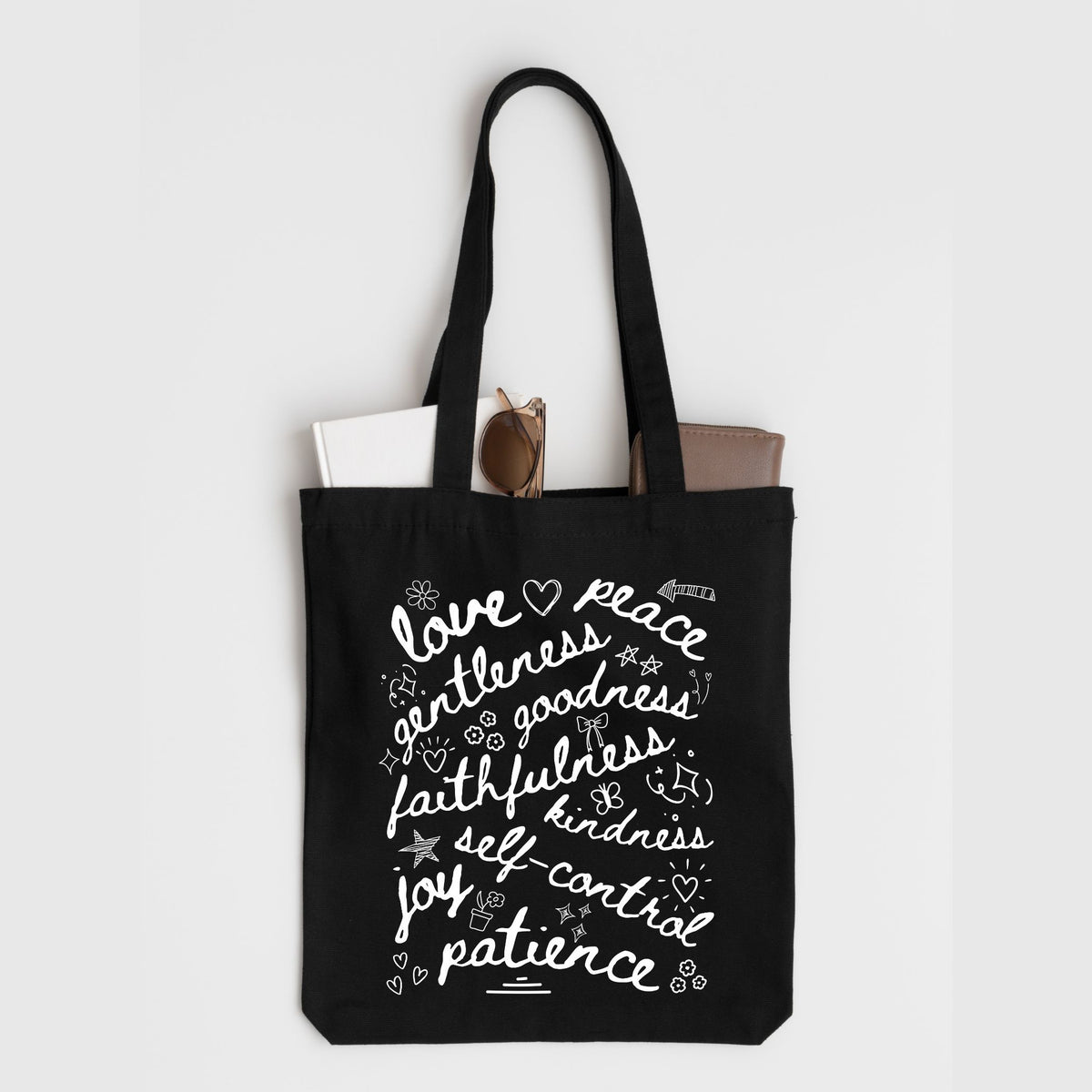 Fruit of the Spirit Doodle Collage Tote Bag