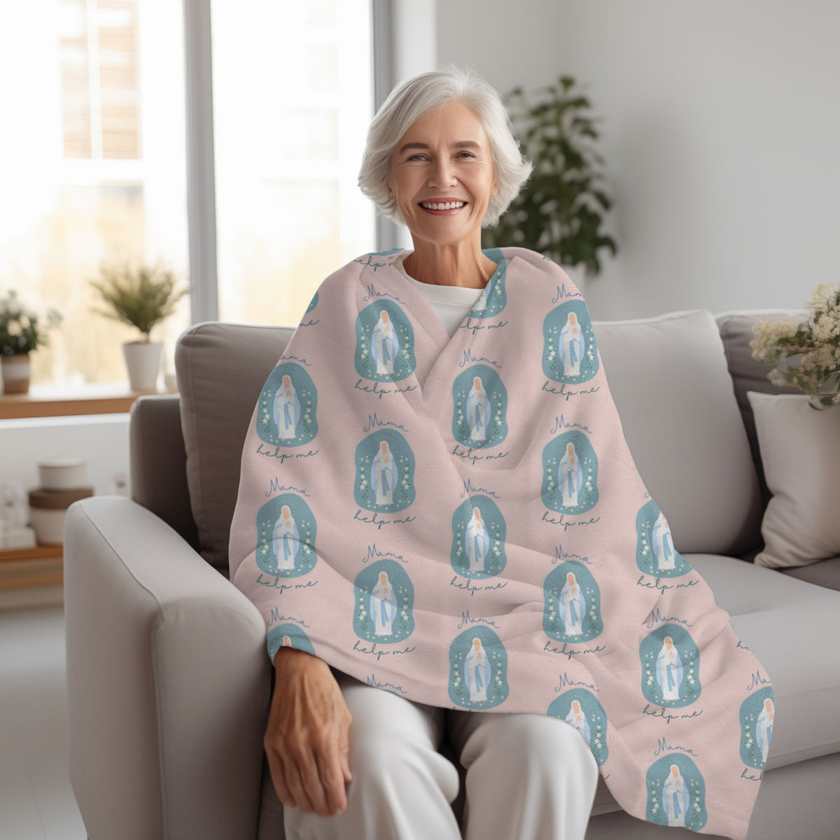 Mama Help Me - Virgin Mary White Blanket