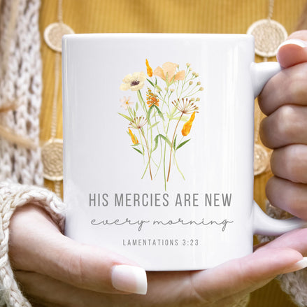 Christian Wildflower Mug His Mercies are New Every Morning