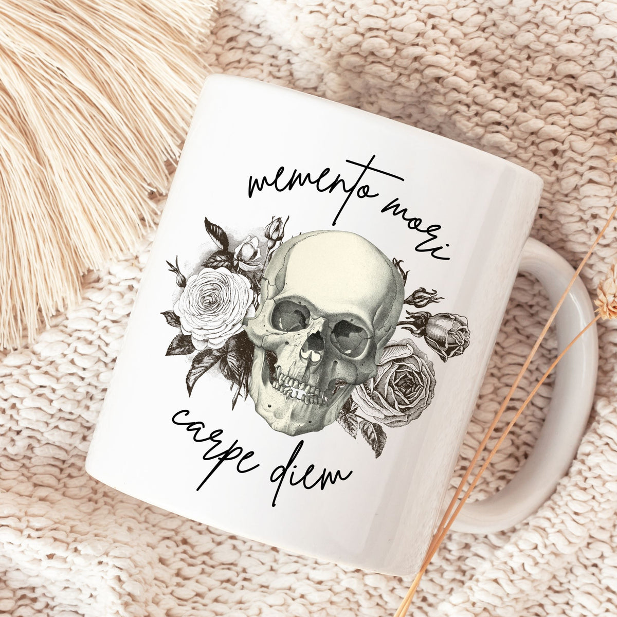 Memento Mori Carpe Diem Script Mug