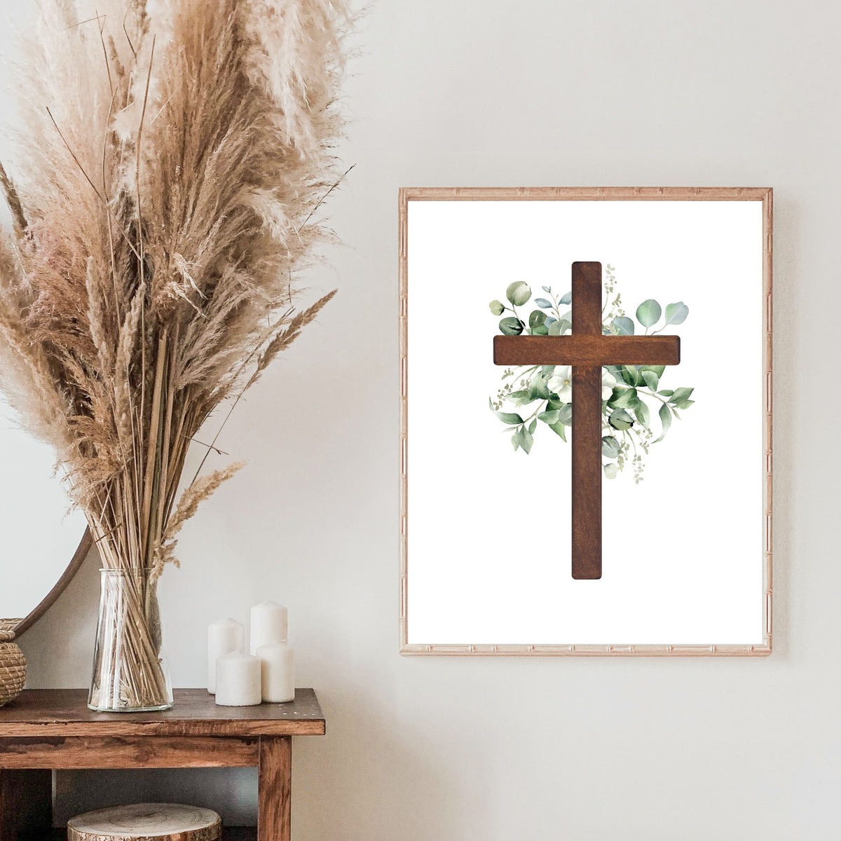 Cross with Greenery - Printable Wall Art