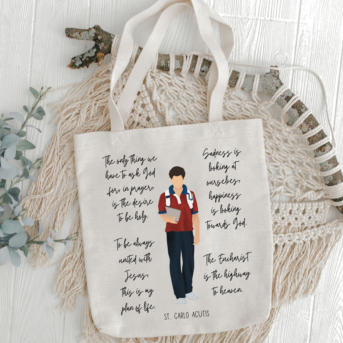 St Carlo Acutis Catholic Tote Bag