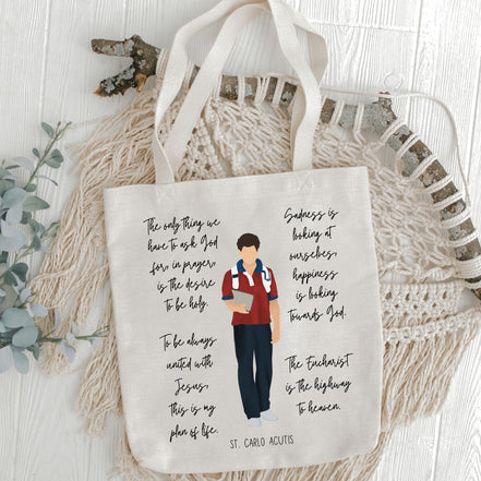 St Carlo Acutis Catholic Tote Bag