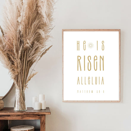 He is Risen, Alleluia - Modern Minimalist Printable Poster