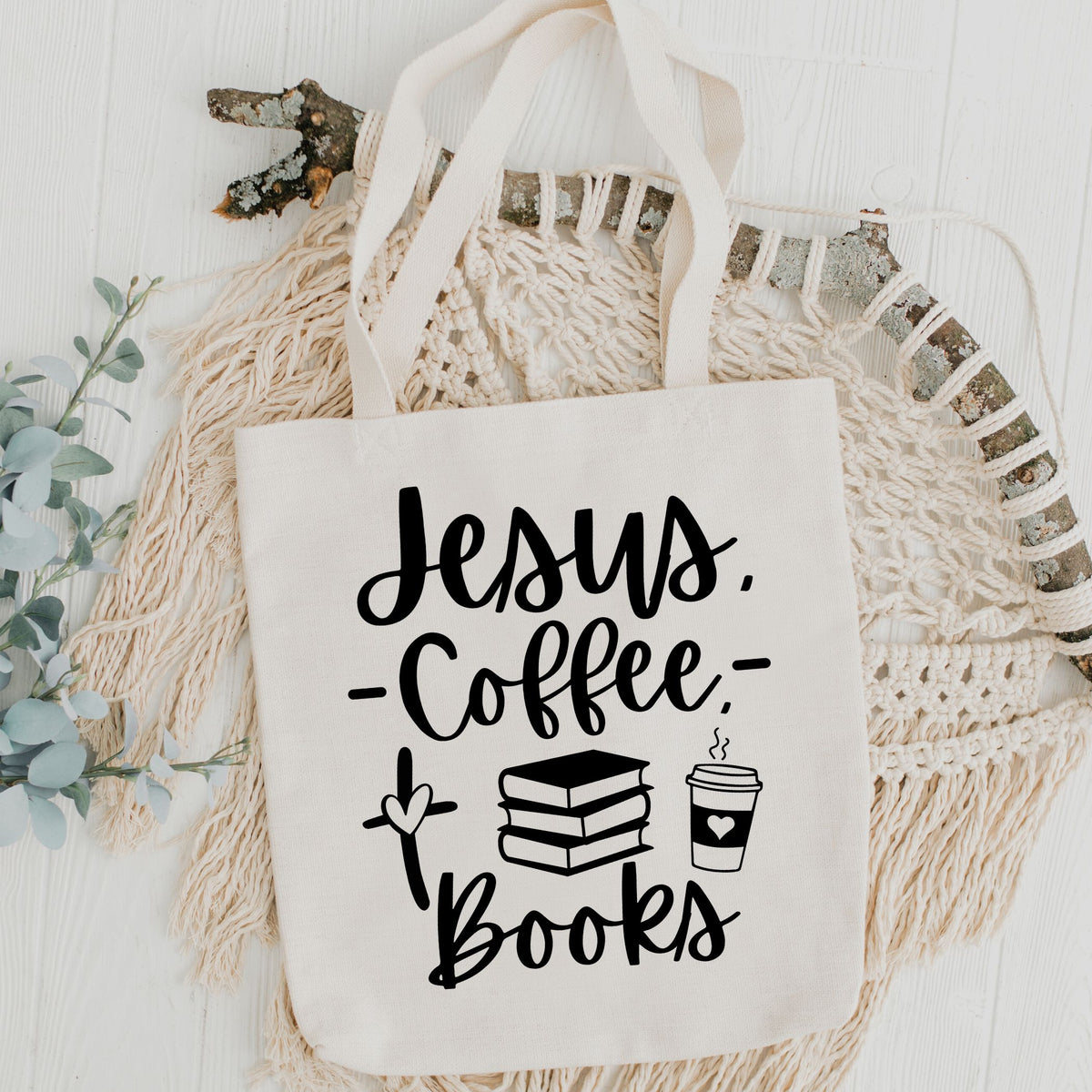 Jesus, Coffee, Books - Tote Bag