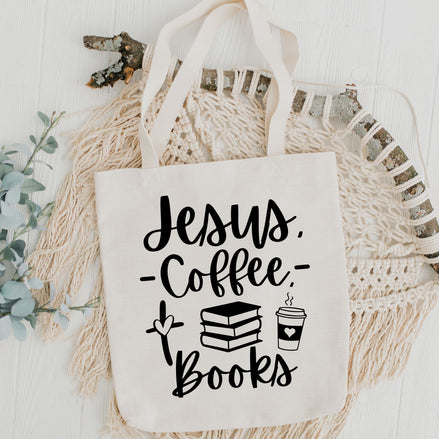 Jesus, Coffee, Books - Tote Bag
